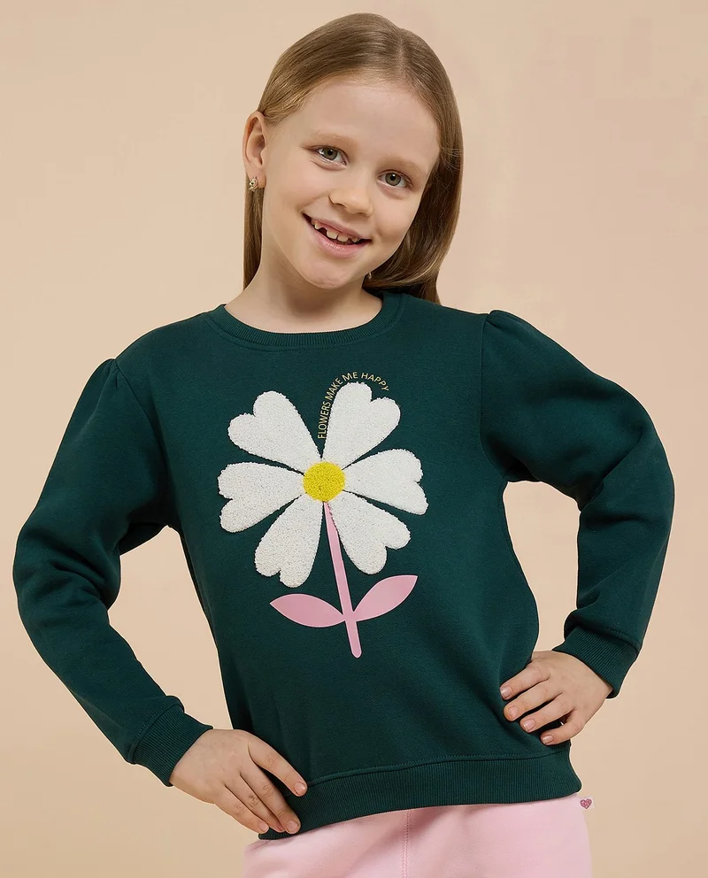 أر أند بي Printed Sweatshirt with Crew Neck and Long Sleeves
