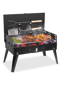 XICEN Portable Charcoal Grill, Outdoor Small BBQ Grill with Barbecue Accessories, Folding Camping Grill for Outdoor Cooking Travel, for 3 to 5 People  - Image 1