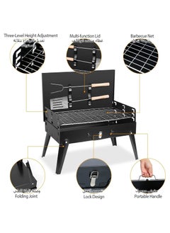 XICEN Portable Charcoal Grill, Outdoor Small BBQ Grill with Barbecue Accessories, Folding Camping Grill for Outdoor Cooking Travel, for 3 to 5 People  - Image 5