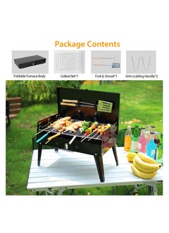XICEN Portable Charcoal Grill, Outdoor Small BBQ Grill with Barbecue Accessories, Folding Camping Grill for Outdoor Cooking Travel, for 3 to 5 People  - Image 4