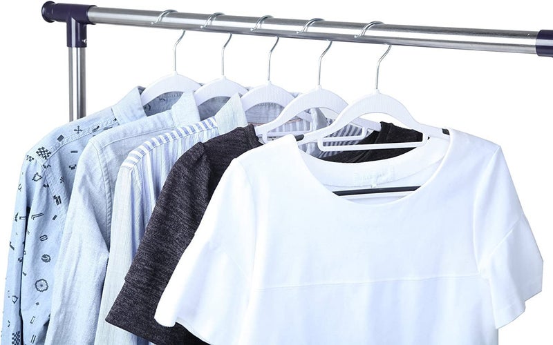 Zollyss Cloth Hangers Pack of 20 | Heavy Duty Plastic Hangers for Clothes Hanging | Non Slip Clothes Hangers | Slim 0.2" Space Saving Hanger Set | Wardrobe Hangers for Clothes Plastic | Black - Image 3