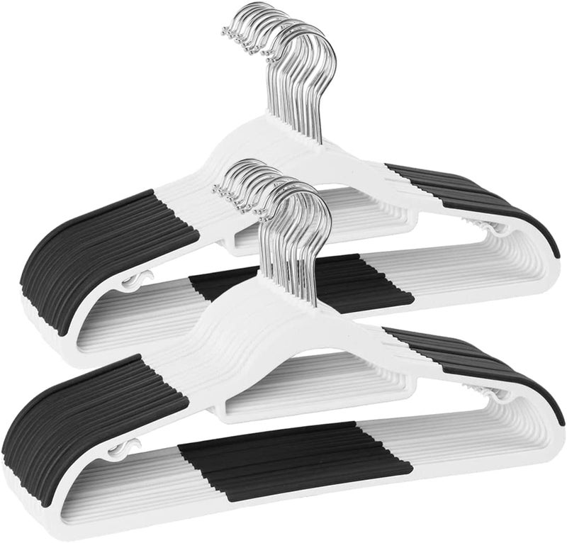 Zollyss Cloth Hangers Pack of 20 | Heavy Duty Plastic Hangers for Clothes Hanging | Non Slip Clothes Hangers | Slim 0.2" Space Saving Hanger Set | Wardrobe Hangers for Clothes Plastic | Black - Image 1