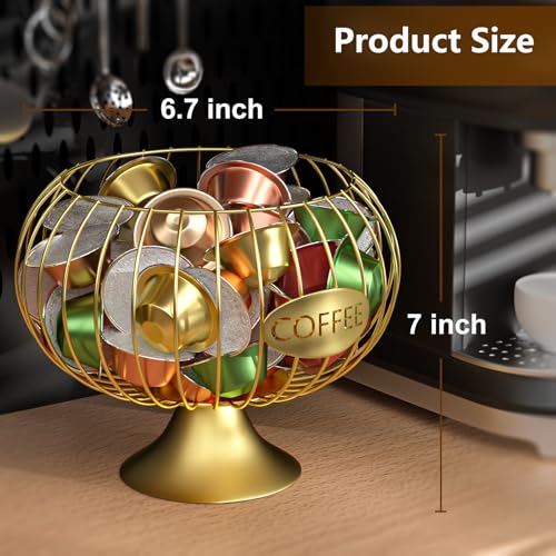 CORTNK Coffee Pod Storage Large Capacity Gold K Cup Holder Organizer for Counter Coffee Bar Accessories Decor Station for Pods Espresso Capsules CreamerHCGold - Image 3