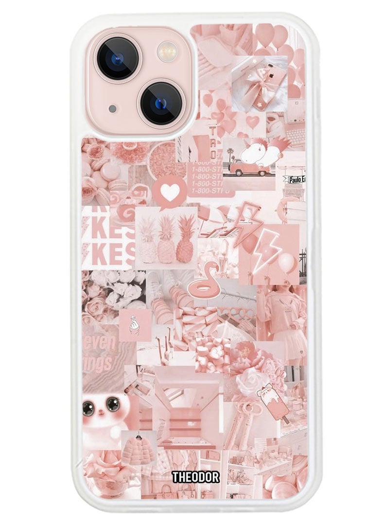 Theodor Protective Case Anti Scratch Shock Proof Cover For APPLE IPHONE 14 Pink Asthetic (White Bumper) - Image 1