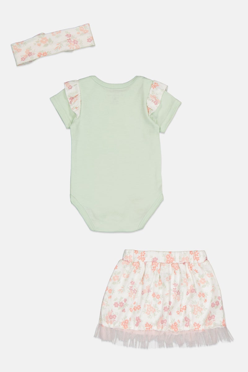 English Laundry Toddlers Girl 3 Pieces Graphic Print Romper And Skirt Set, Multicolor - Image 2