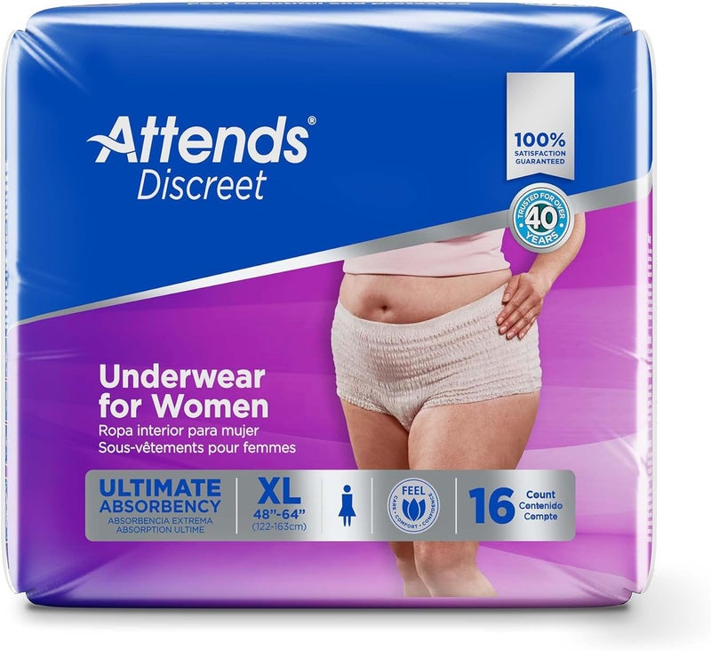 Attends Discreet Disposable Underwear Female Pull On with Tear Away Seams XLarge ADUF40 16 Ct - Image 3