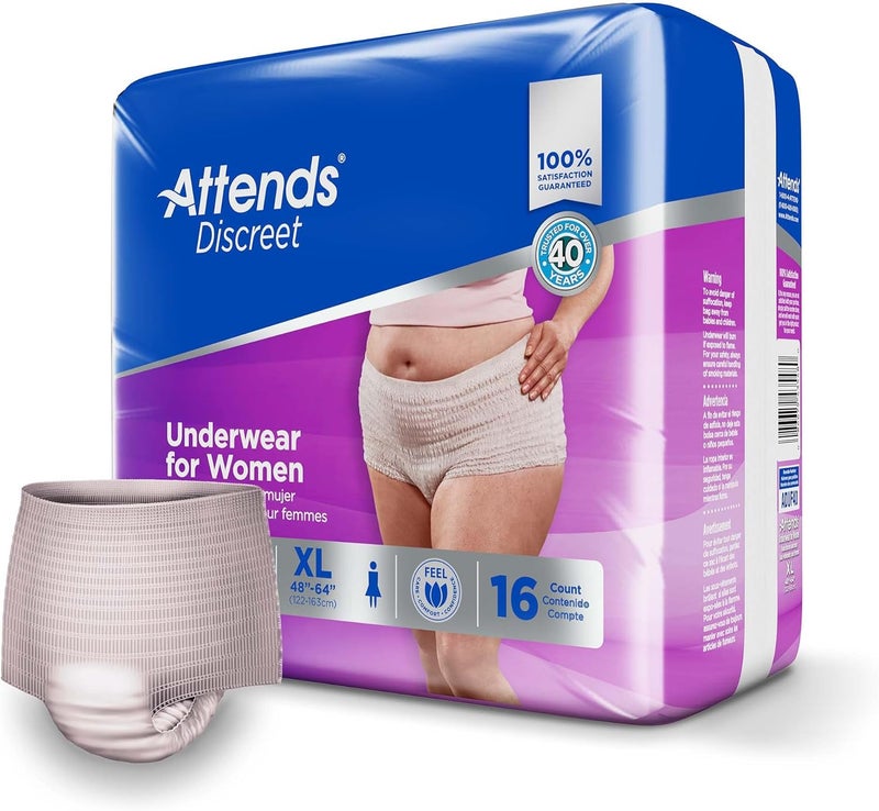 Attends Discreet Disposable Underwear Female Pull On with Tear Away Seams XLarge ADUF40 16 Ct - Image 2