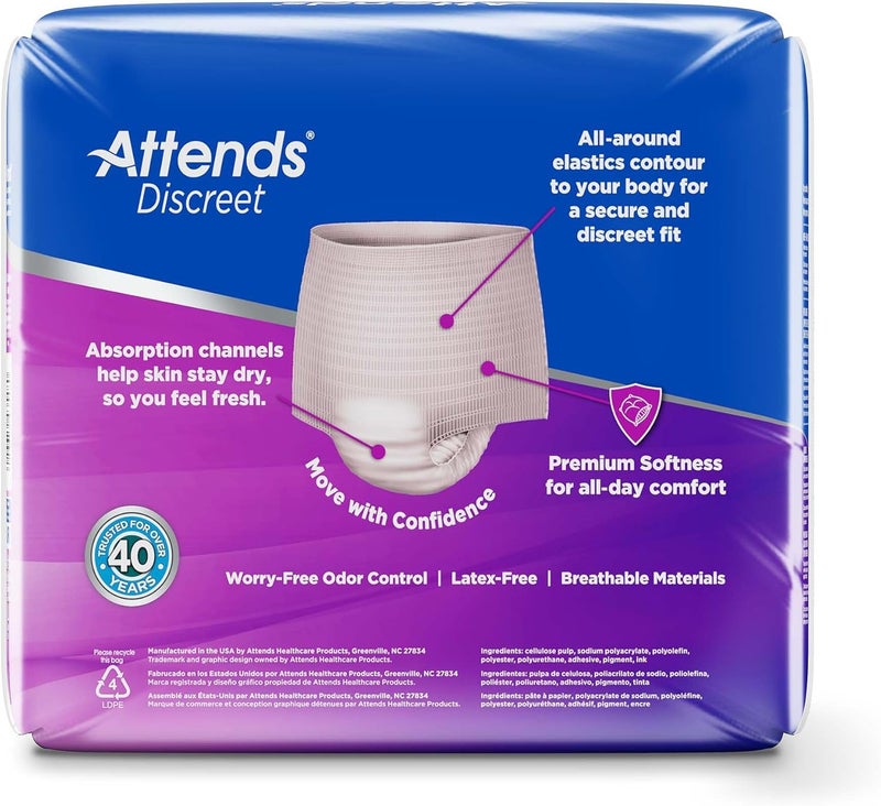 Attends Discreet Disposable Underwear Female Pull On with Tear Away Seams XLarge ADUF40 16 Ct - Image 4
