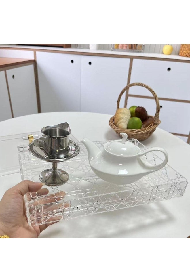 نيبمينينت - صينية تقديم أكريليك مع غطاء - شفافة | صينية أكريليك خالية من BPA 100% | حل تخزين وعرض متعدد الاستخدامات للمناسبات والاحتفالات والاستخدام المنزلي. الأبعاد: 35.4*24.4*5.8 سم - Image 1
