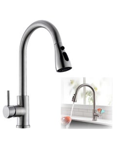Excefore Kitchen Faucet with Pull Down Sprayer, High Arc Single Handle Single Hole Stainless Steel Kitchen Sink Faucet with 3 Functions Sprayer for Commercial Modern RV, Brushed Nickel  - Image 1