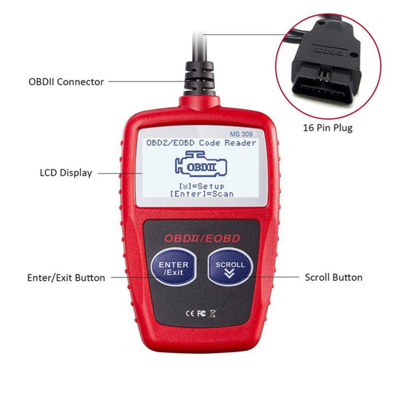 OBD2 Scanner Red Compact Powerful - Quick Diagnose Clear Check Engine Light Codes With Instant DTC Definitions, Works With All 1996+ OBDII-Compliant Vehicles, Multilingual Interface For DIY Car Owners - Image 2