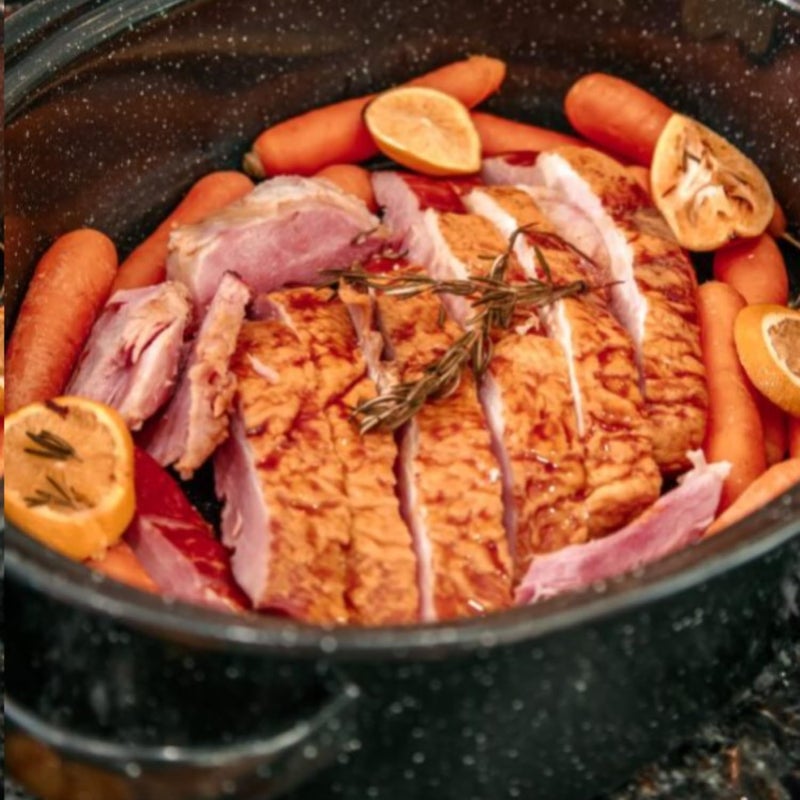 Granite Ware 19-Inch Covered Oval Roaster, 20 Lb Capacity - Enamel Steel Cookware, Dishwasher Safe & PFOA-Free, Even Heat Distribution for Roasting Poultry, Meat, or Vegetables (Speckled Black) - Image 4