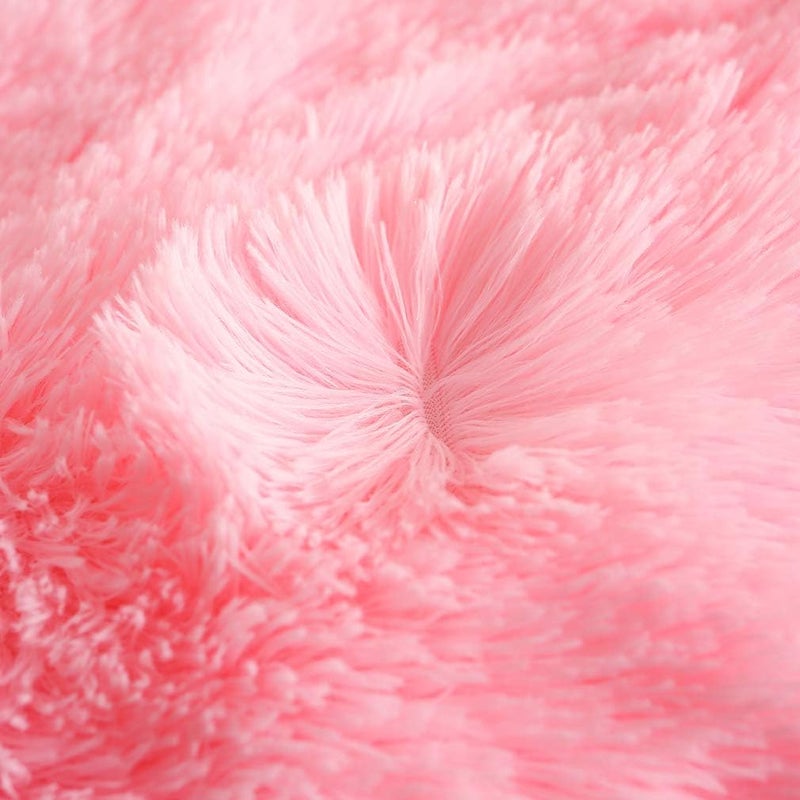 Uhamho Faux Fur Velvet Fluffy Bedding Duvet Cover Set Down Comforter Quilt Cover with Pillow Shams, Ultra Soft Warm and Durable (Queen, Pink) - Image 5
