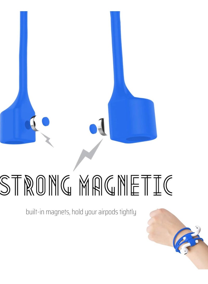 Colorful Magnetic Straps For AirPods Soft Silicone Lanyard Compatible With Airpods - Blue  - Image 5