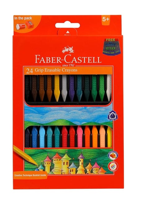 24-Piece Grip Erasable Crayon Set Multicolor