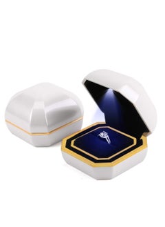 Ring Box, Engagement Ring Boxes with LED Light Jewelry Gift Box Ring Case Organizer for Proposal Wedding Valentine's Day Anniversary