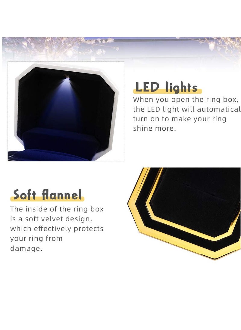 SYOSI - Ring Box, Engagement Ring Boxes with LED Light Jewelry Gift Box Ring Case Organizer for Proposal Wedding Valentine's Day Anniversary - Image 1