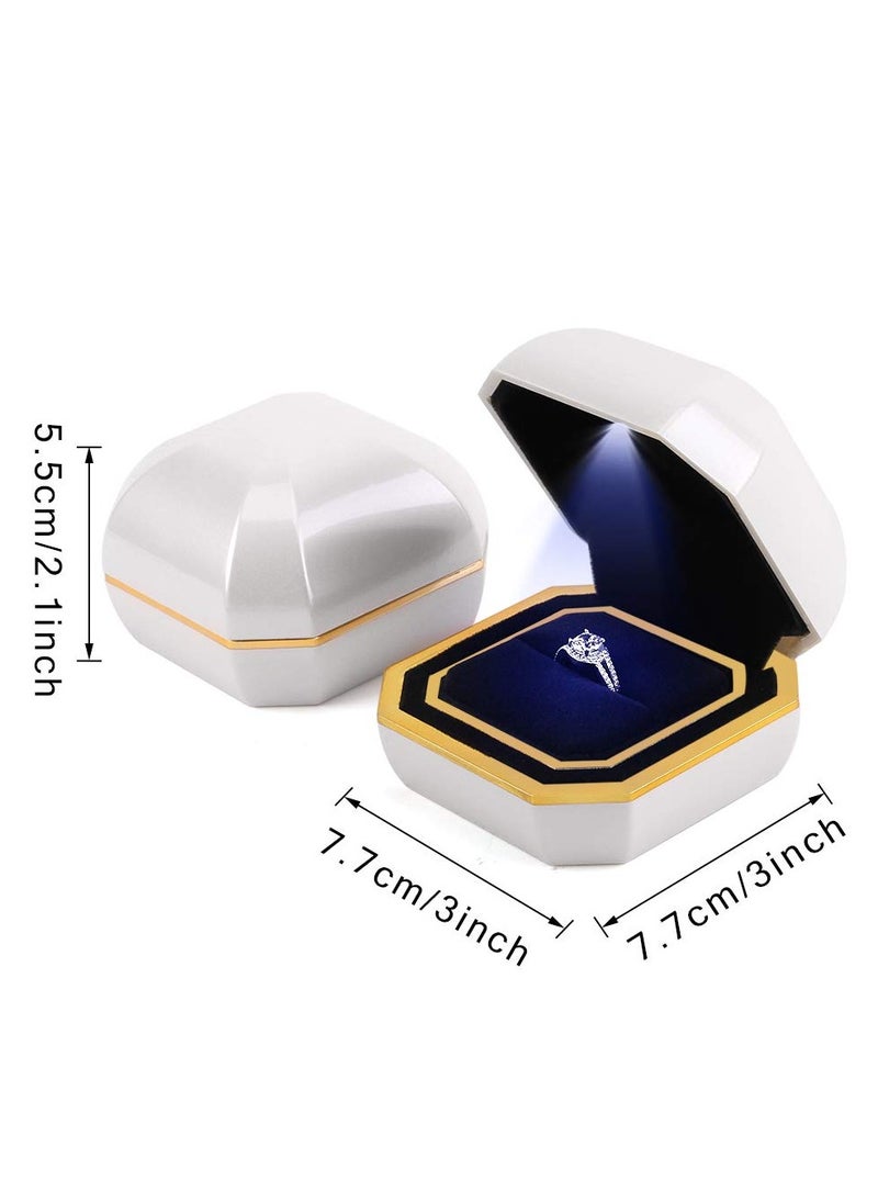 SYOSI - Ring Box, Engagement Ring Boxes with LED Light Jewelry Gift Box Ring Case Organizer for Proposal Wedding Valentine's Day Anniversary - Image 1