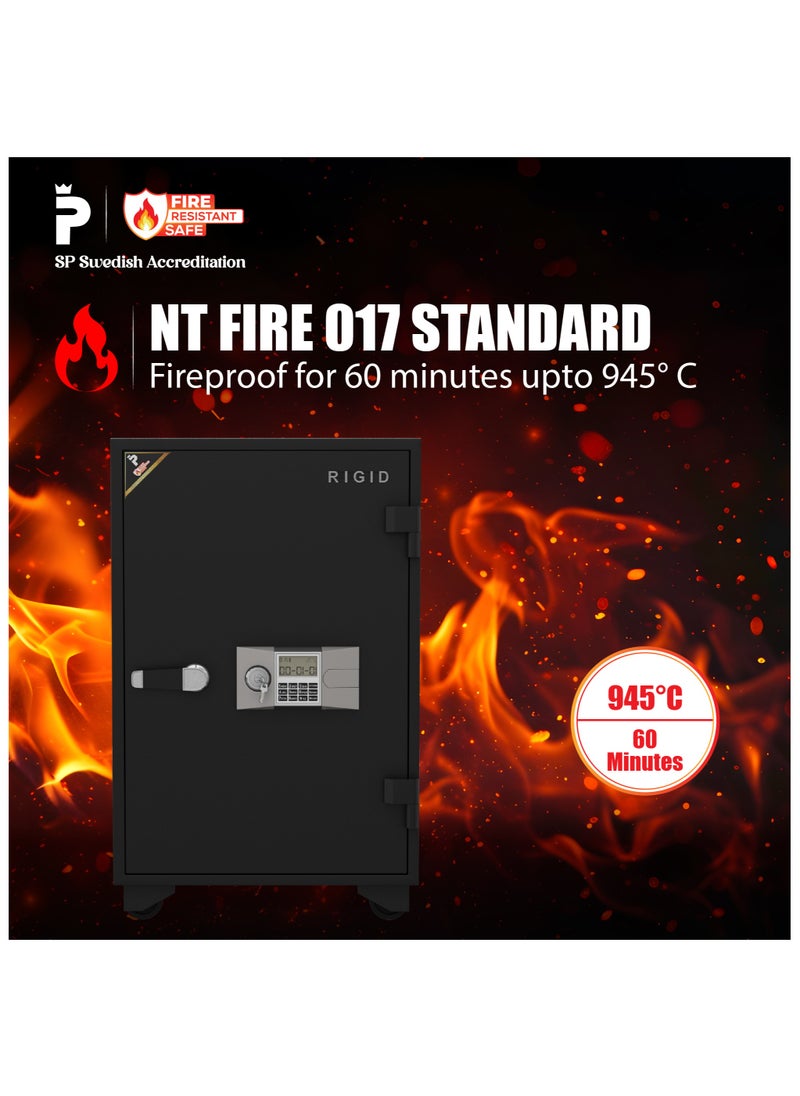 RIGID Fire Resistant Steel Safe with Digital & Key Lock, 150Kg  - Image 2