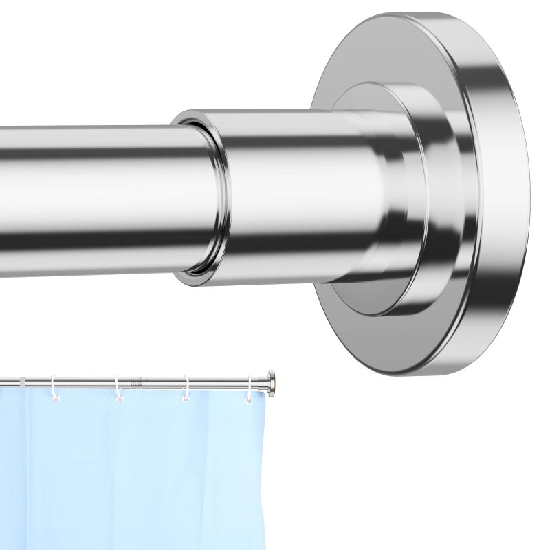 CorkLatta Chrome Shower Curtain Rod 31 to 80 Inch,1 Inch Diameter Adjustable Spring Tension Curtain Rod No Drilling Stainless Steel Telescoping Rod,No Rust - Image 1