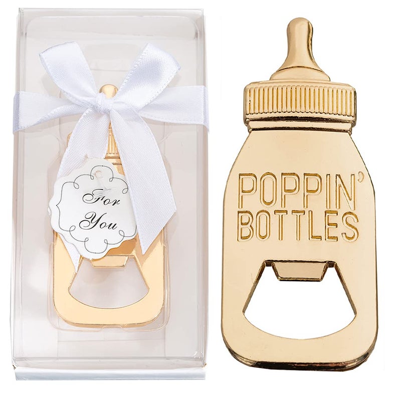 Wxzumg 24Pack Baby Bottle Openers for Baby Shower Favors Gifts Decorations Souvenirs Poppin Bottles Openers with Gifts Box used for Guests Gender Reveal Party Favors or Wedding Favors 24 white 