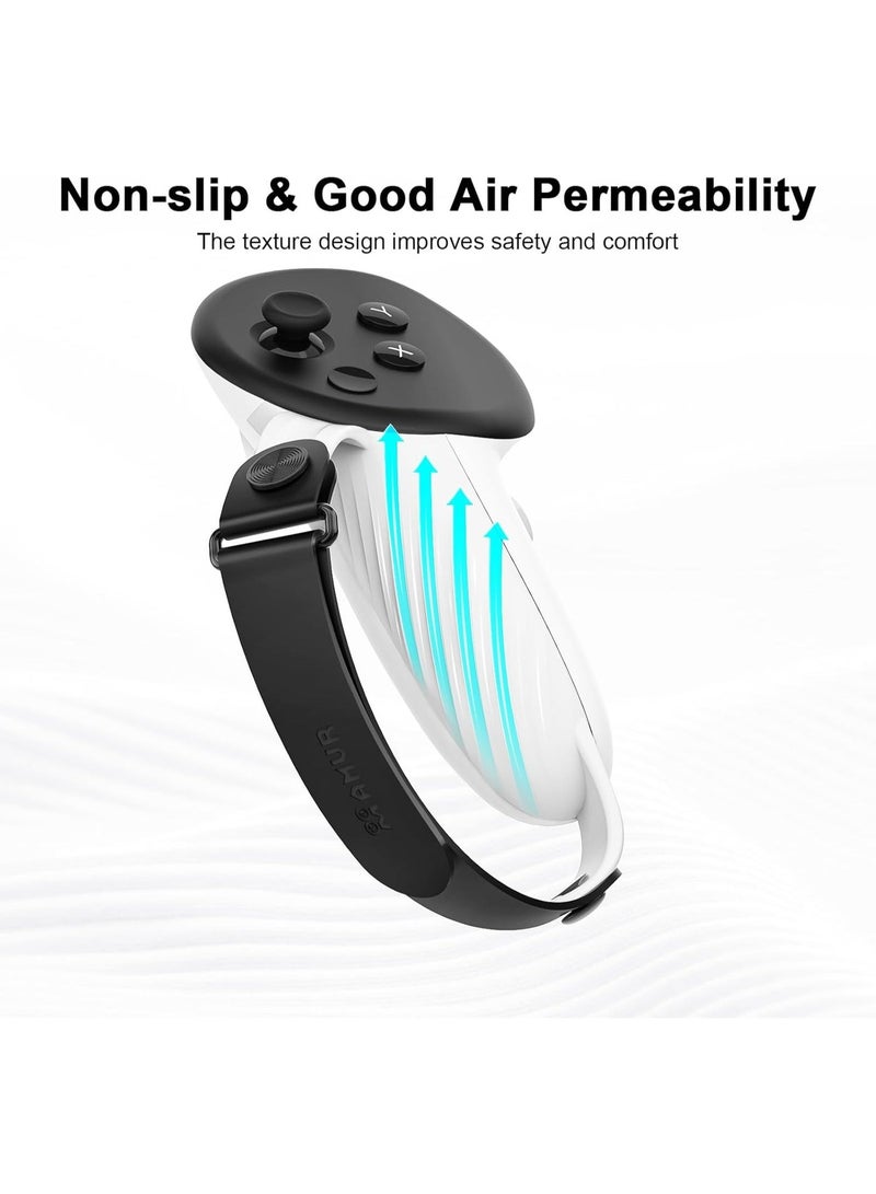 AMVR Controller Grips Compatible with Meta/Oculus Quest 3S/Quest 3, Silicone Accessories Non-Slip Handle Cover, Adjustable Soft Hand Strap Fits Small and Medium Hands (Not Fit Official Charging Dock Battery) - Image 5