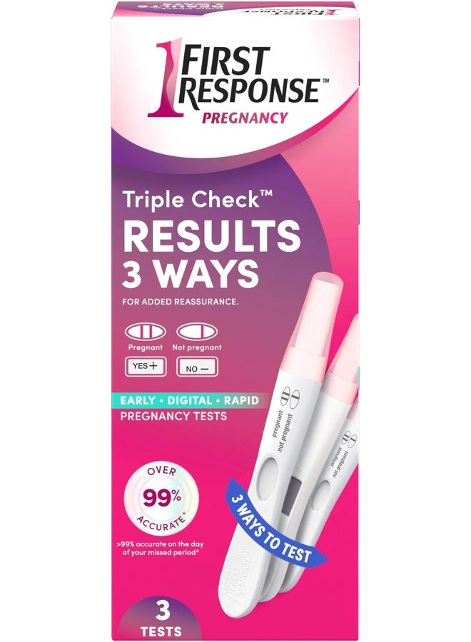 FIRST RESPONSE اختبار الحمل ثلاثي التأكيد من فيرست ريسبونس 3 حبة - Image 1