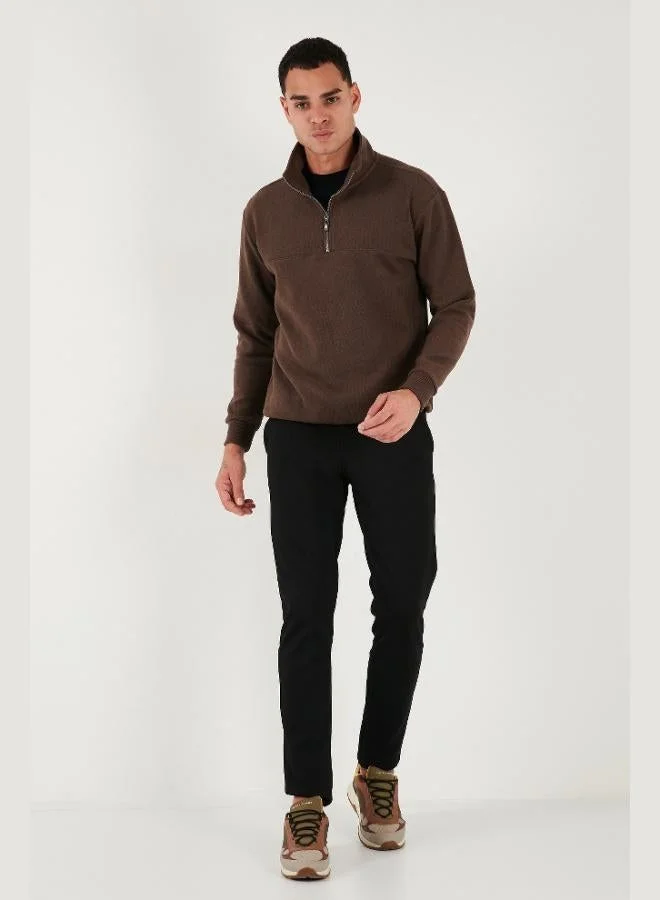 Buratti  Buratti Cotton Regular Fit Half Zipper Stand Collar Sweater Men's SWEATER 456112 for Men | Best Price UAE