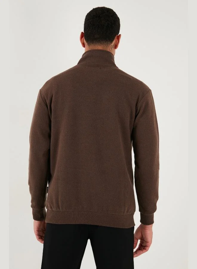 Buratti  Buratti Cotton Regular Fit Half Zipper Stand Collar Sweater Men's SWEATER 456112 for Men | Best Price UAE