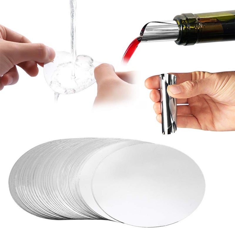 Groupcow 100pcs Silver Wine Pourer Drop Stopping Pour Disk Spout - Image 1