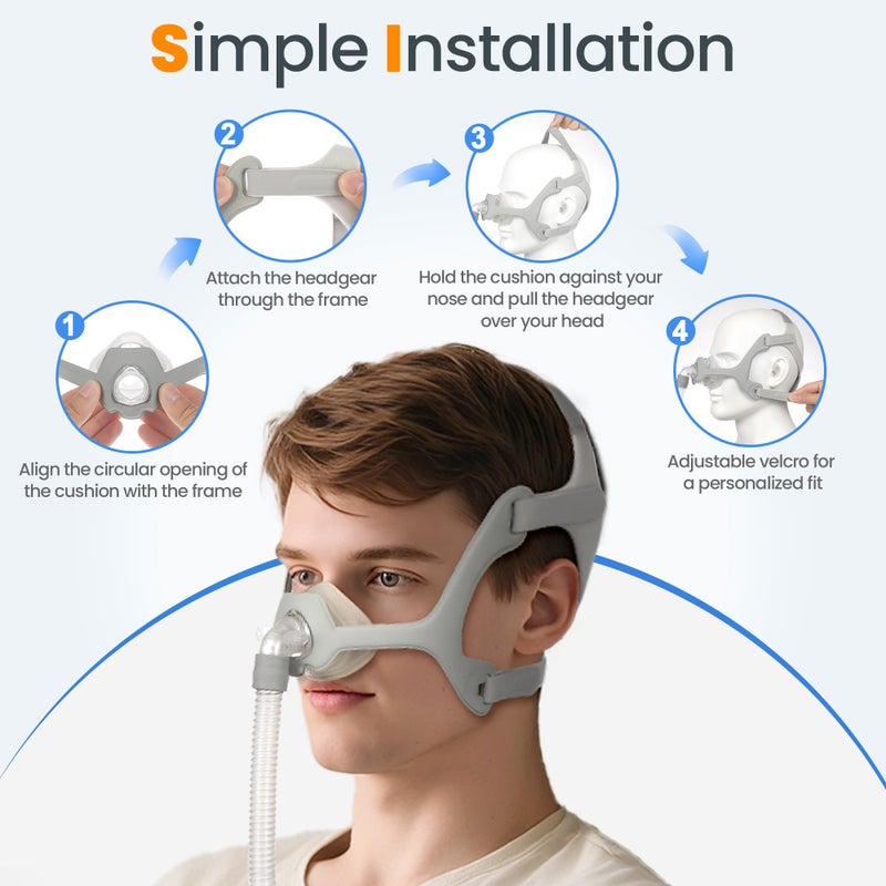 Everness Replacement for Wisp Frame System - Includes Headgear, Frame & Tube, Snug-Fit & Leak-Free Replacement CPAP Supplies - Nasal Mask Not Included - Image 5