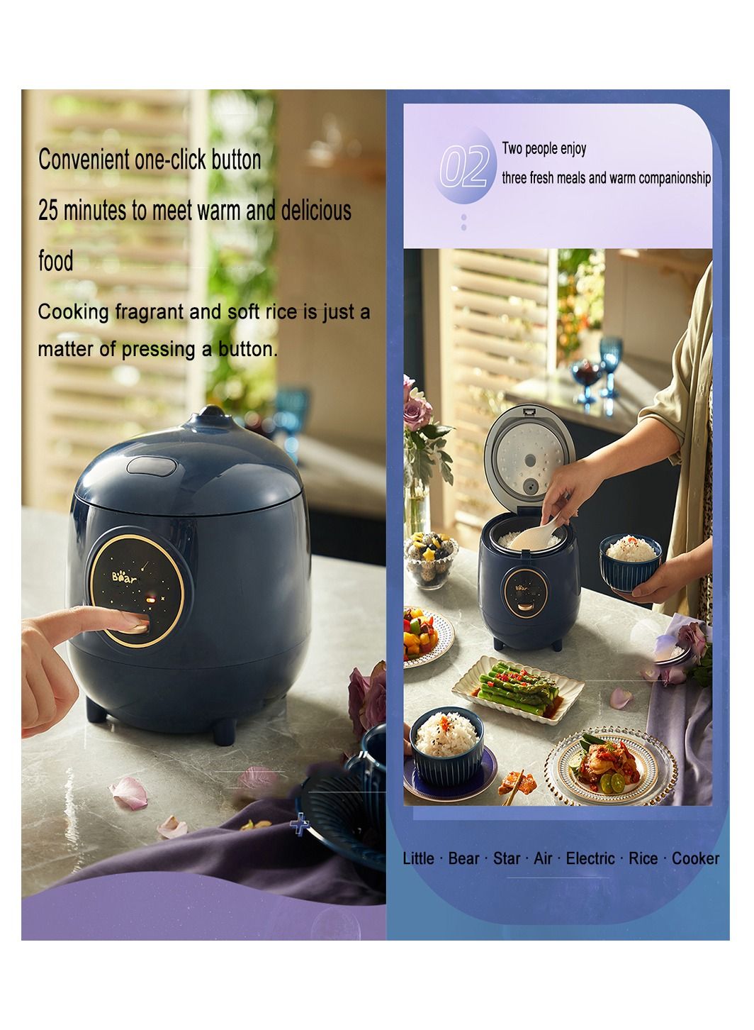 1.2L Mini Multifunctional Non-Stick Electric Rice Cooker 200W Small Portable Automatic Intelligent Household Rice Cooking Pot Cooker For Home 