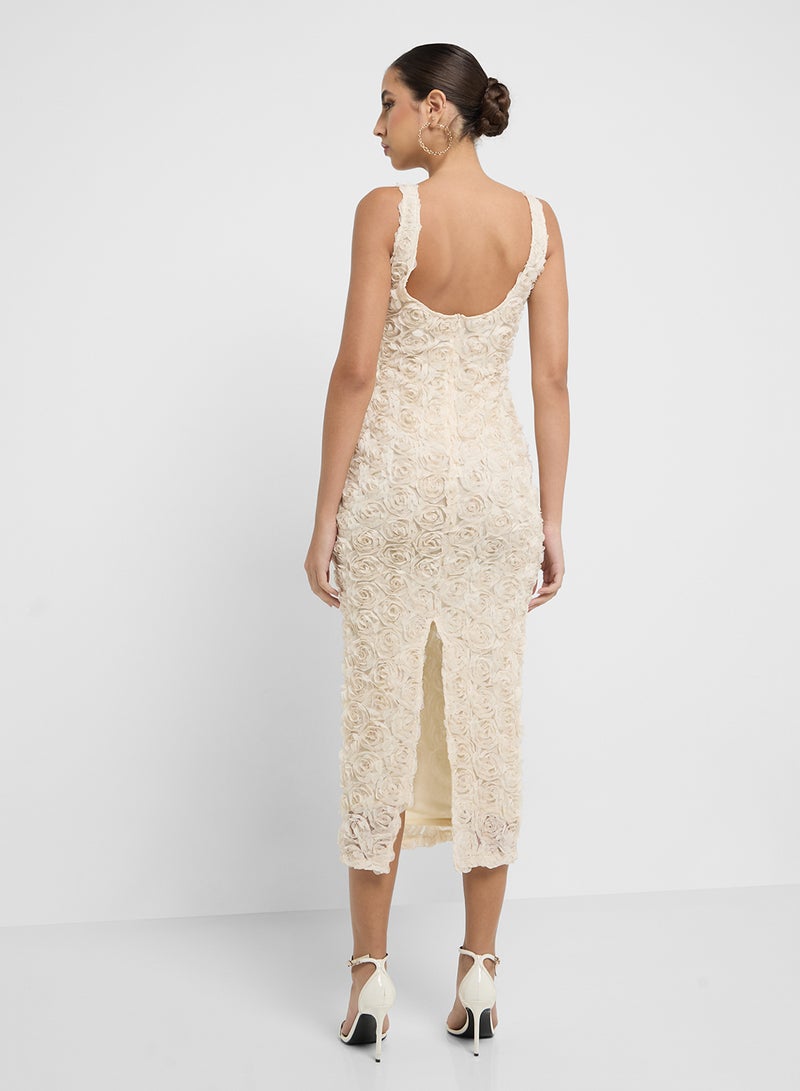 Ginger Floral Textured Midi Dress - Image 2