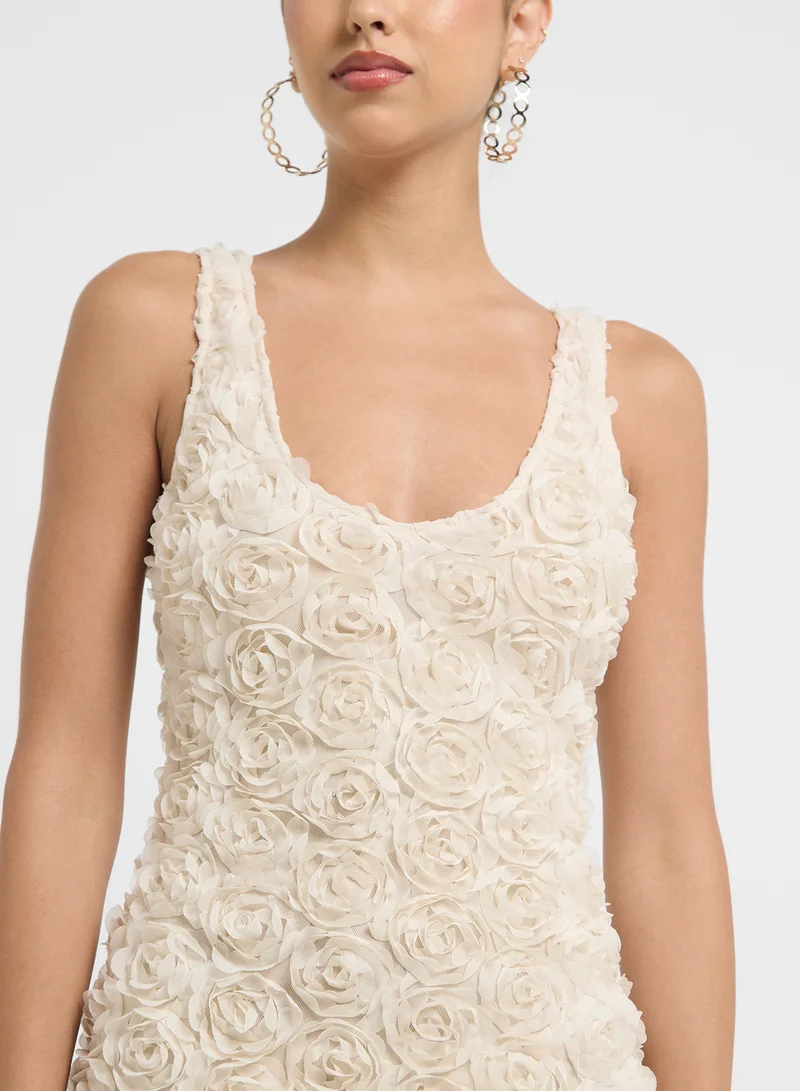 جينجر Floral Textured Midi Dress