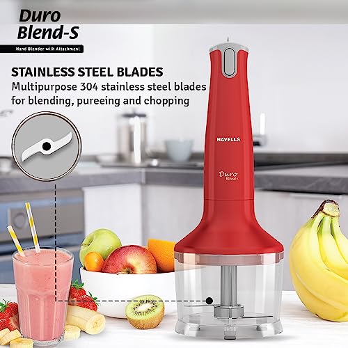 Havells Duro Blend S Hand Blender with Chopper | 300W Low Noise Copper Motor | Detachable Stem | Double Bush Design | Easy Clean | 2 Year Warranty - Image 5