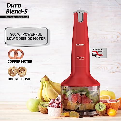Havells Duro Blend S Hand Blender with Chopper | 300W Low Noise Copper Motor | Detachable Stem | Double Bush Design | Easy Clean | 2 Year Warranty - Image 2