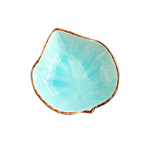WAIT FLY Lovely Grape Leaves Shaped Ceramics Seasoning Dishes/ Tea Bag Holders/ Ketchup Saucer/ Appetizer Plates/ Vinegar Spice Salad Soy Sushi Wasabi Seasoning Dipping Bowls, Set of 3 - Image 3