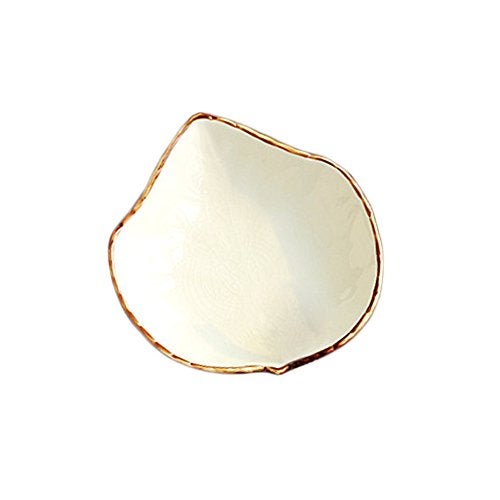 WAIT FLY Lovely Grape Leaves Shaped Ceramics Seasoning Dishes/ Tea Bag Holders/ Ketchup Saucer/ Appetizer Plates/ Vinegar Spice Salad Soy Sushi Wasabi Seasoning Dipping Bowls, Set of 3 - Image 2