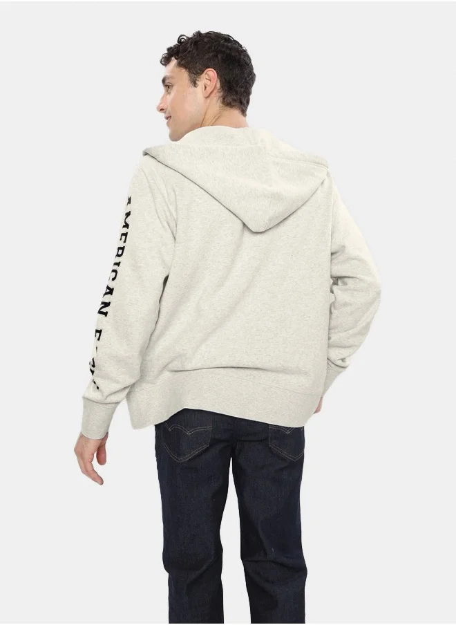 American Eagle AE Graphic Heather Zip-Up Hoodie