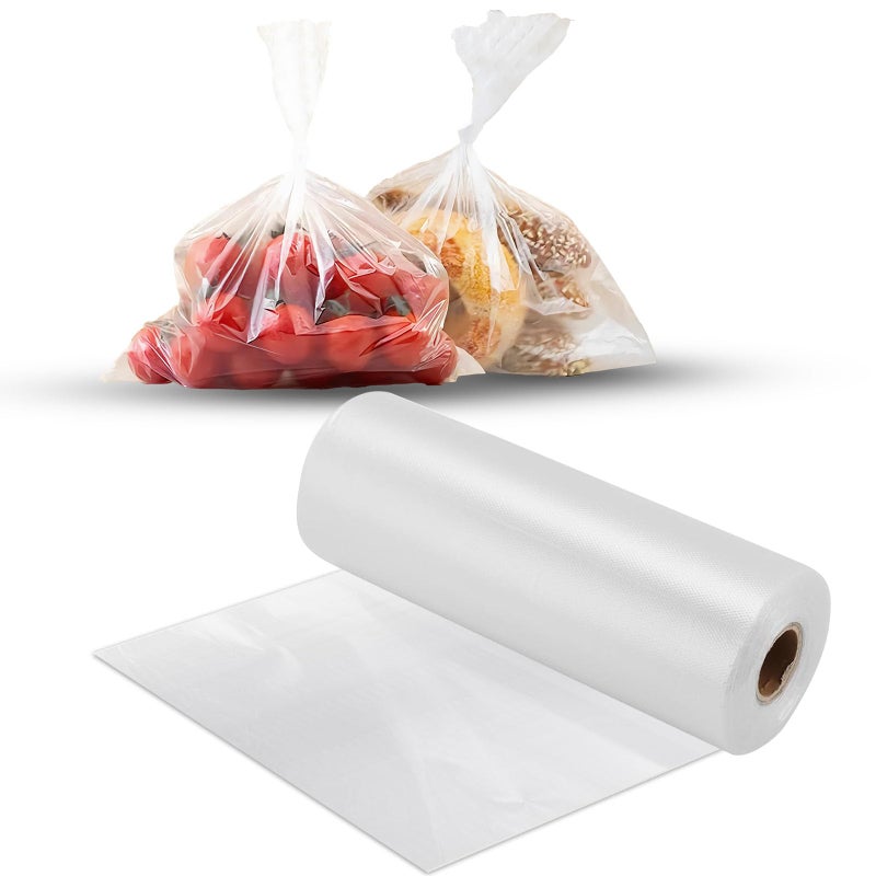MultiLabel 10" x 14" Clear Plastic Produce Bag on a Roll, Food Storage Bags for Vegetables, Bread, Fruits and Meat, Easy To Tear, Continuous Roll- 500 Bags/Roll - [1 Rolls] - Image 1