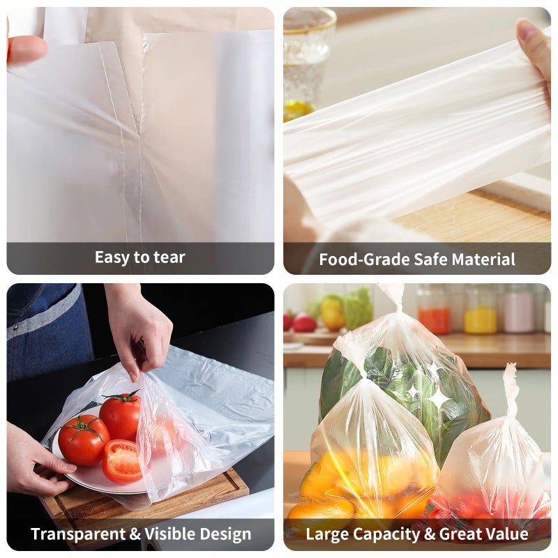 MultiLabel 10" x 14" Clear Plastic Produce Bag on a Roll, Food Storage Bags for Vegetables, Bread, Fruits and Meat, Easy To Tear, Continuous Roll- 500 Bags/Roll - [1 Rolls] - Image 3