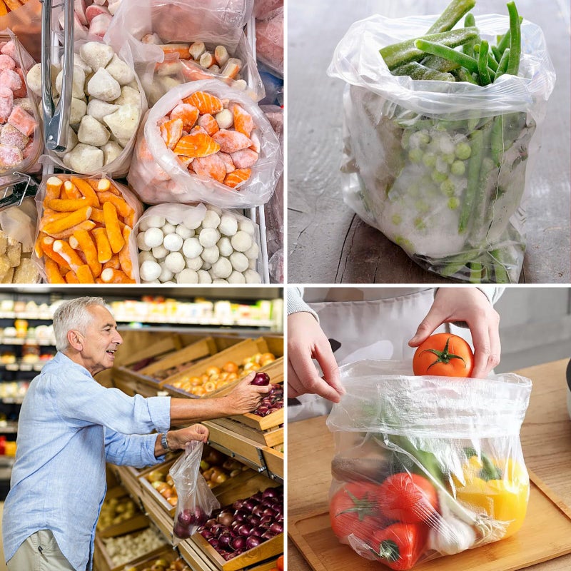 MultiLabel 10" x 14" Clear Plastic Produce Bag on a Roll, Food Storage Bags for Vegetables, Bread, Fruits and Meat, Easy To Tear, Continuous Roll- 500 Bags/Roll - [1 Rolls] - Image 5
