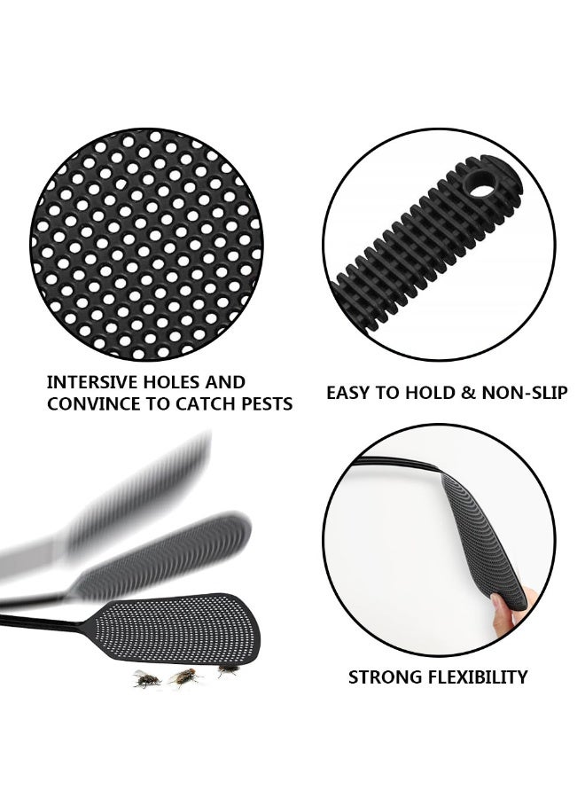 HAWAWA 3 Pack Plastic Fly Swatter, Flexible & Heavy Duty Manual Fly Killer, Long Handle Bug Swatters for Indoor and Outdoor, Black - Image 3