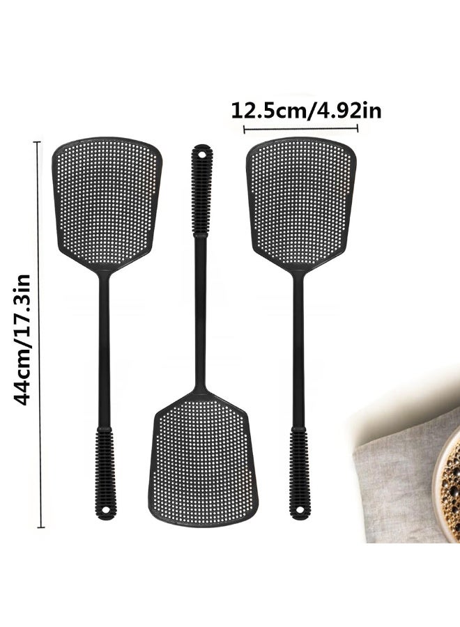 HAWAWA 3 Pack Plastic Fly Swatter, Flexible & Heavy Duty Manual Fly Killer, Long Handle Bug Swatters for Indoor and Outdoor, Black - Image 2