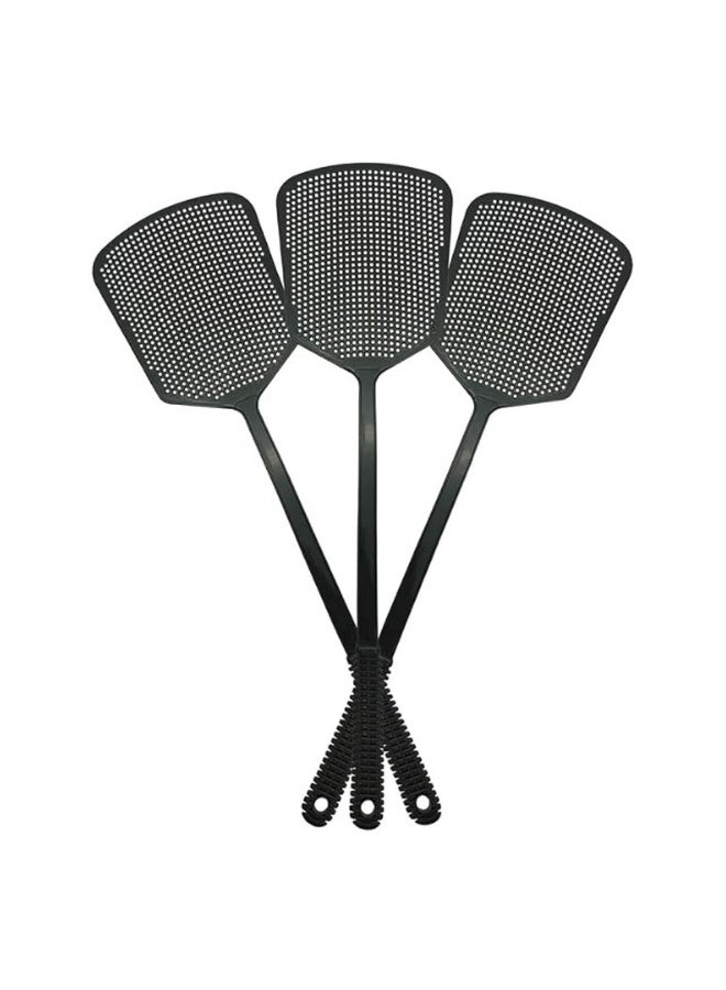 HAWAWA 3 Pack Plastic Fly Swatter, Flexible & Heavy Duty Manual Fly Killer, Long Handle Bug Swatters for Indoor and Outdoor, Black - Image 1