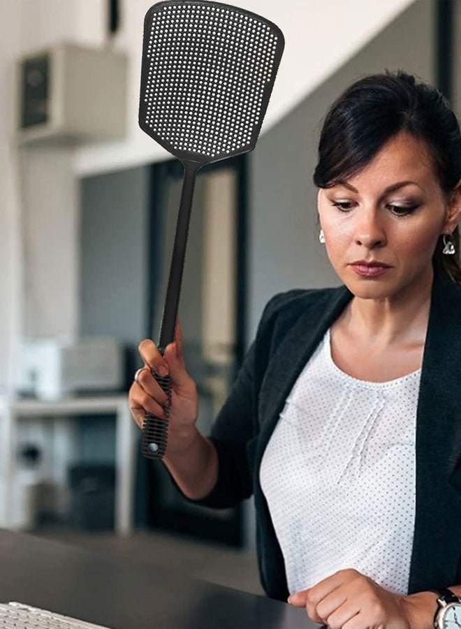 HAWAWA 3 Pack Plastic Fly Swatter, Flexible & Heavy Duty Manual Fly Killer, Long Handle Bug Swatters for Indoor and Outdoor, Black - Image 5