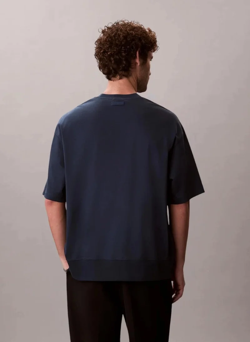 Calvin Klein Navy Stone Mercerised interlock T-shirt for Men | Best Price UAE