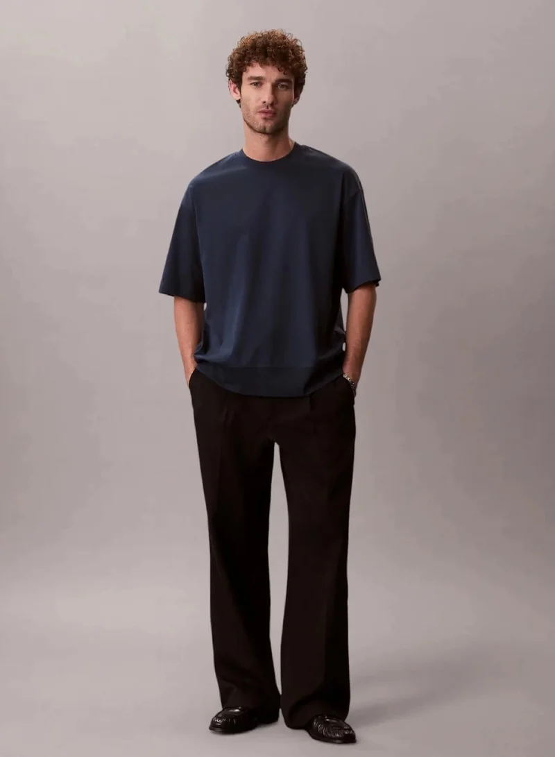Calvin Klein Navy Stone Mercerised interlock T-shirt for Men | Best Price UAE