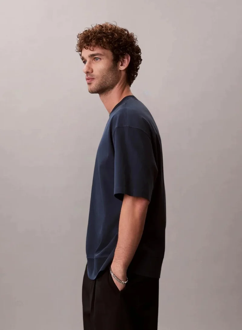 Calvin Klein Navy Stone Mercerised interlock T-shirt for Men | Best Price UAE