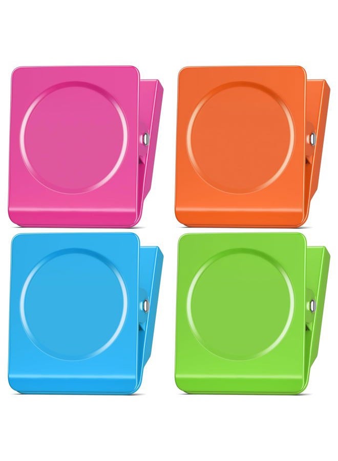 FINDMAG Extra Large Clip Magnets, 4 Pack Coloful Magnetic Clips Heavy Duty, Magnet with Clips for Home, Refrigerator, Hanging, Kitchen, Office - 2.2 Inch - Image 1
